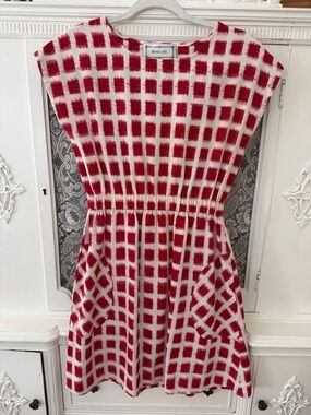 Annelore Boutique Red and White 
Gingham Checked Cotton Mini Dress